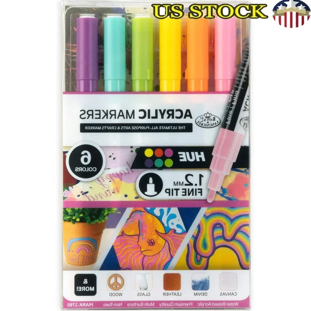 6 Piece Acrylic Markers Water Based Art Supplies Fine Point Non Toxic Multisurface Creative Crafting Drawing Colors
6 Piece Acrylic Markers Water Based Art Supplies Fine Point Non Toxic Multisurface Creative Crafting Drawing Colors