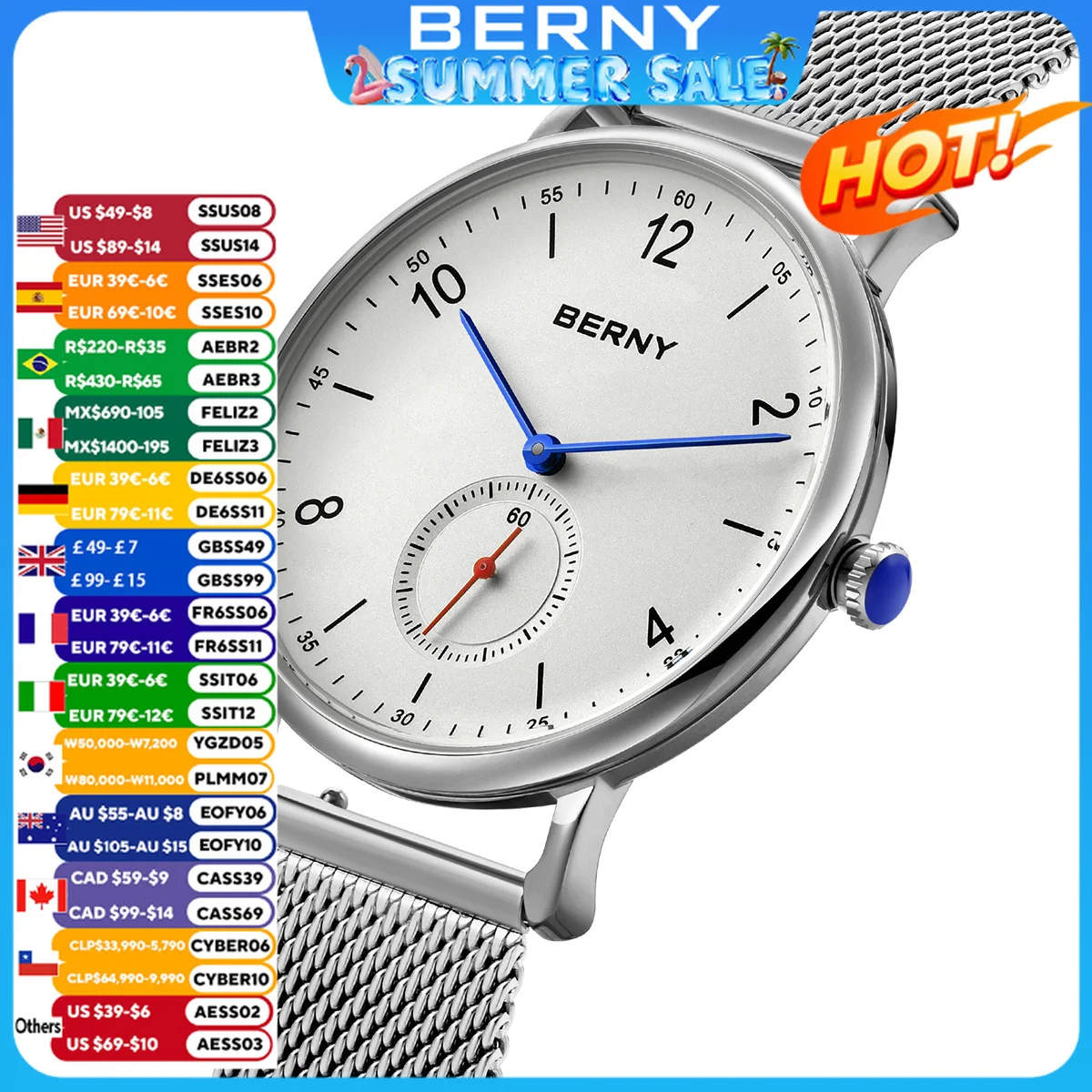 BERNY Men Watch Quartz Wristwatch For Men Simple Ultra-thin Dial Men's Watch Stainless Steel Casual Quartz Men's Wristwatch
BERNY Men Watch Quartz Wristwatch For Men Simple Ultra-thin Dial Men's Watch Stainless Steel Casual Quartz Men's Wristwatch