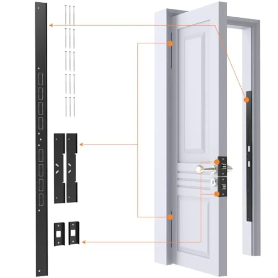 5-Piece Door Reinforcement Set for Jamb, Frame and Hinges Door Lock Security, Door Jamb Reinforcement Set, Anti Door Kick in He
5-Piece Door Reinforcement Set for Jamb, Frame and Hinges Door Lock Security, Door Jamb Reinforcement Set, Anti Door Kick in He