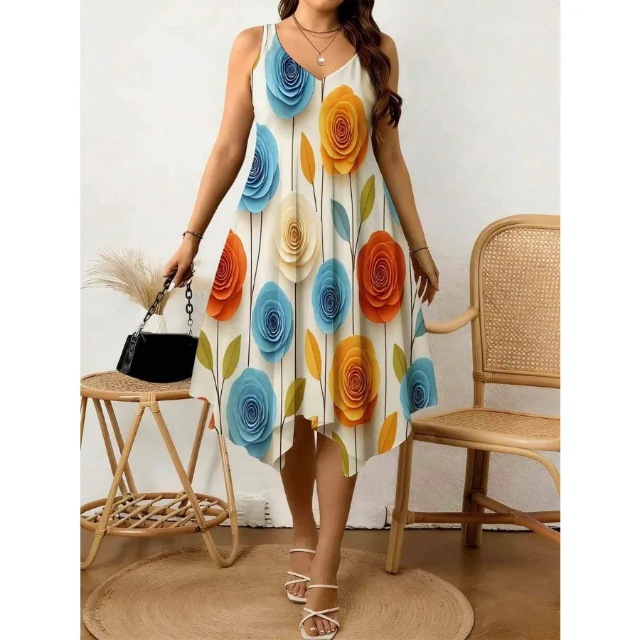 【New style】Floral Print Sleeveless Summer Dress With Asymmetric Hem For Women Casual Beachwear Plus Size Fashion Dress With Col
【New style】Floral Print Sleeveless Summer Dress With Asymmetric Hem For Women Casual Beachwear Plus Size Fashion Dress With Col