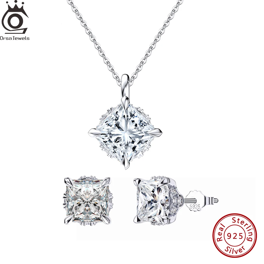 ORSA JEWELS Zirconia Stud Earrings Necklace 925 Sterling Silver Square Shaped Ear Stud Shiny Exquisite CZ Jewelry Set Gift LZE01
ORSA JEWELS Zirconia Stud Earrings Necklace 925 Sterling Silver Square Shaped Ear Stud Shiny Exquisite CZ Jewelry Set Gift LZE01