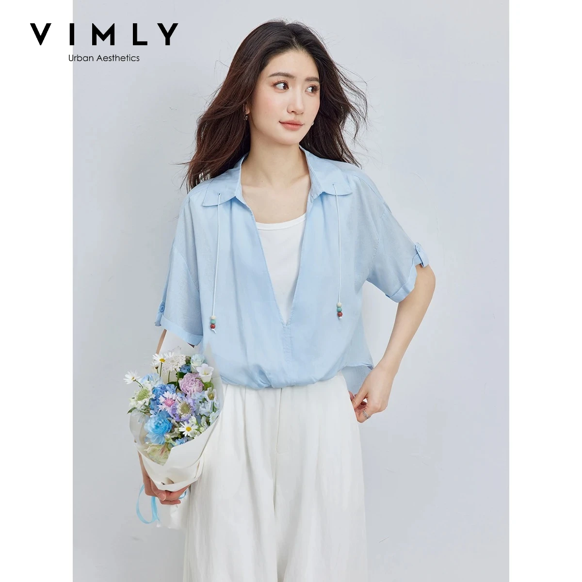 VIMLY Simple Office Faux Two-Piece Shirt Women Fashion Casual Colorblock Splicing Short Sleeve Loose Lapel Collar Blouse 30925
VIMLY Simple Office Faux Two-Piece Shirt Women Fashion Casual Colorblock Splicing Short Sleeve Loose Lapel Collar Blouse 30925