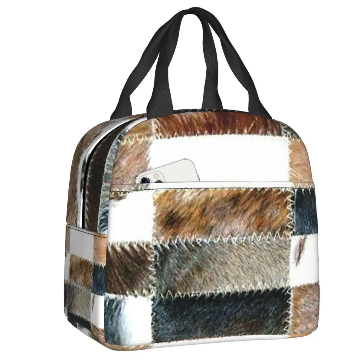 Cowhide Patchwork Texture Lunch Box for Women Animal Fur Leather Thermal Cooler Food Insulated Lunch Bag Kids School Children
Cowhide Patchwork Texture Lunch Box for Women Animal Fur Leather Thermal Cooler Food Insulated Lunch Bag Kids School Children