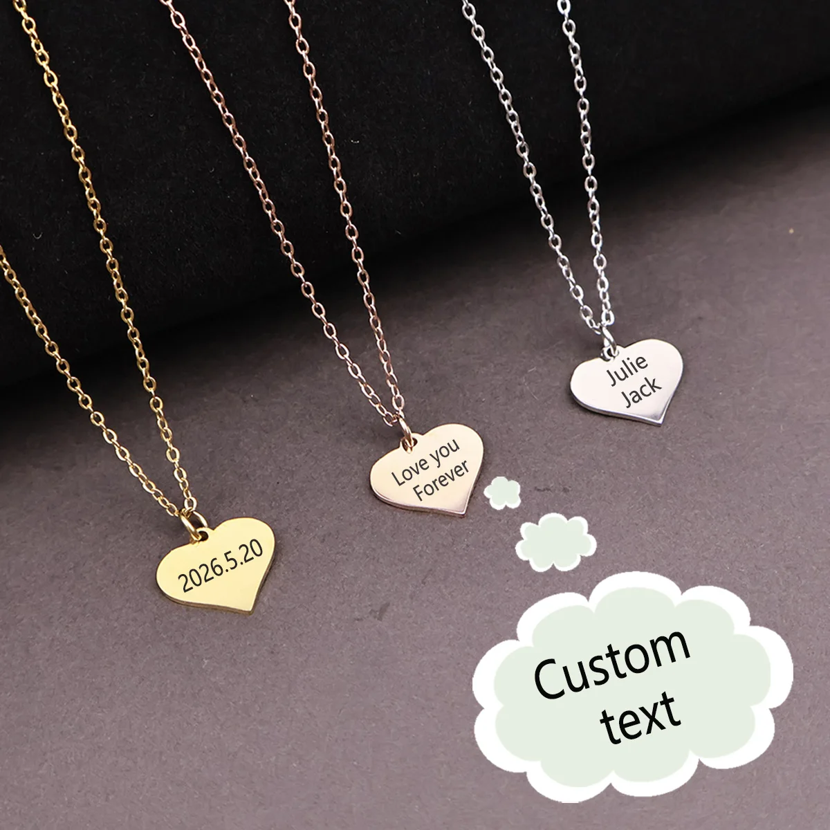 Custom Text Heart Pendant Necklace Stainless Steel Valentine's Day Mother's Day Gift For Girlfriend, Mom And Family Fashionable
Custom Text Heart Pendant Necklace Stainless Steel Valentine's Day Mother's Day Gift For Girlfriend, Mom And Family Fashionable