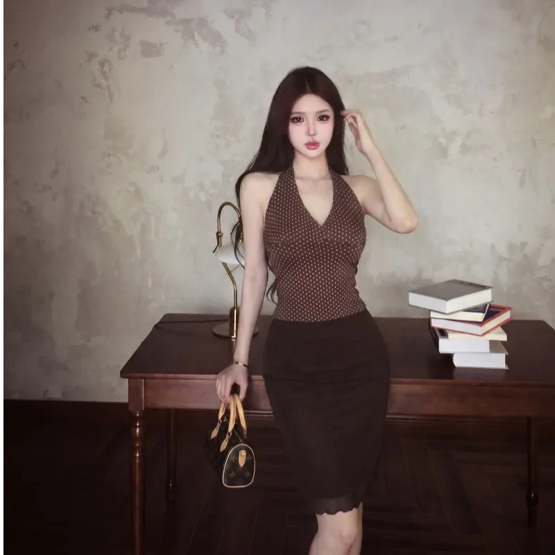 Summer 2026 Vintage Polka Dot Slimming Shoulder Bared Vest And Mesh Skirt Set Women's Fashion Short Sleeve V-neck Two-piece Set
Summer 2026 Vintage Polka Dot Slimming Shoulder Bared Vest And Mesh Skirt Set Women's Fashion Short Sleeve V-neck Two-piece Set
