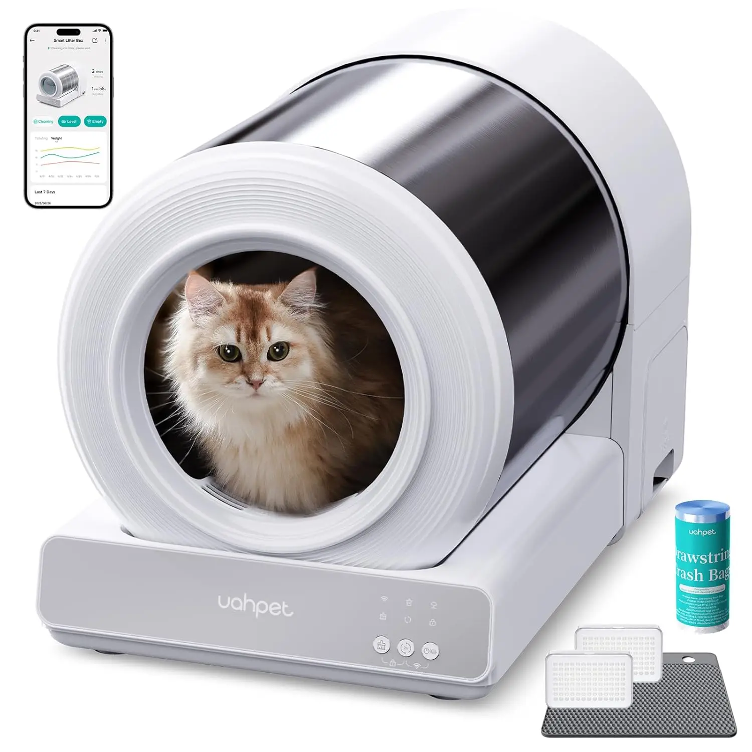 Stainless Steel Self Cleaning Cat Litter Box, Automatic Cat Litter Box with APP Control, Lower Entry, Safety, Customized
Stainless Steel Self Cleaning Cat Litter Box, Automatic Cat Litter Box with APP Control, Lower Entry, Safety, Customized