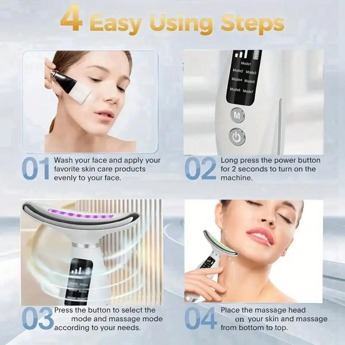 Neck And Facial Massager, Seven Color Portable Facial Massager, LED Display, USB Rechargeable, With Vibration Function, Suitable
Neck And Facial Massager, Seven Color Portable Facial Massager, LED Display, USB Rechargeable, With Vibration Function, Suitable
