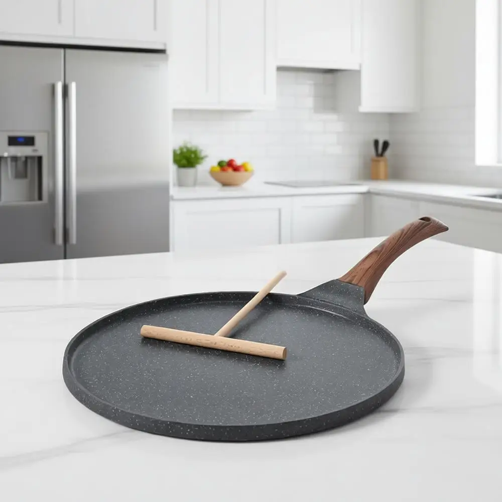 12-дюймовая сковорода для блинов с антипригарным покрытием из швейцарского гранита, ручка, которая не нагревается, совместима с индукционными плитами
12-дюймовая сковорода для блинов с антипригарным покрытием из швейцарского гранита, ручка, которая не нагревается, совместима с индукционными плитами