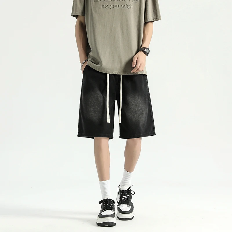 Korean Casual Denim Shorts Men Elastic Waist Straight Comfortable Light Blue Soft Short Jean Pants Baggy Wide Bermuda Male Jeans
Korean Casual Denim Shorts Men Elastic Waist Straight Comfortable Light Blue Soft Short Jean Pants Baggy Wide Bermuda Male Jeans