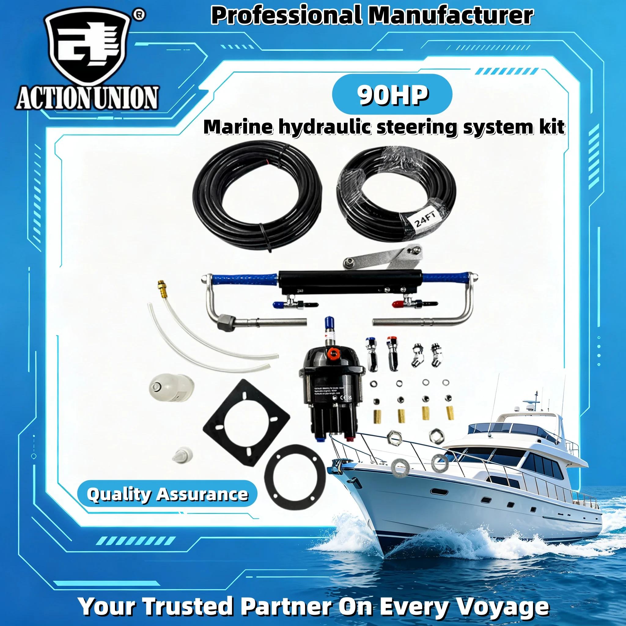 Yacht marine hydraulic steering system device 90HP outboard motor hydraulic steering system marine equipment
Yacht marine hydraulic steering system device 90HP outboard motor hydraulic steering system marine equipment