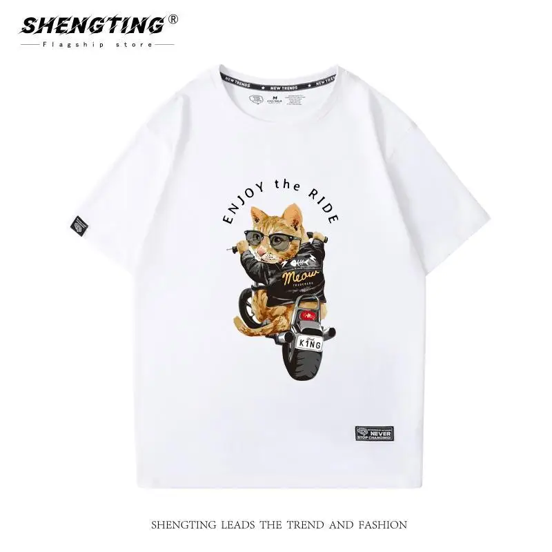 Japanese Handsome and Cool Cat Riding Motorcycle Short-sleeved T-shirt for Men and Women 2025 Summer New Loose Short Sleeves
Japanese Handsome and Cool Cat Riding Motorcycle Short-sleeved T-shirt for Men and Women 2025 Summer New Loose Short Sleeves