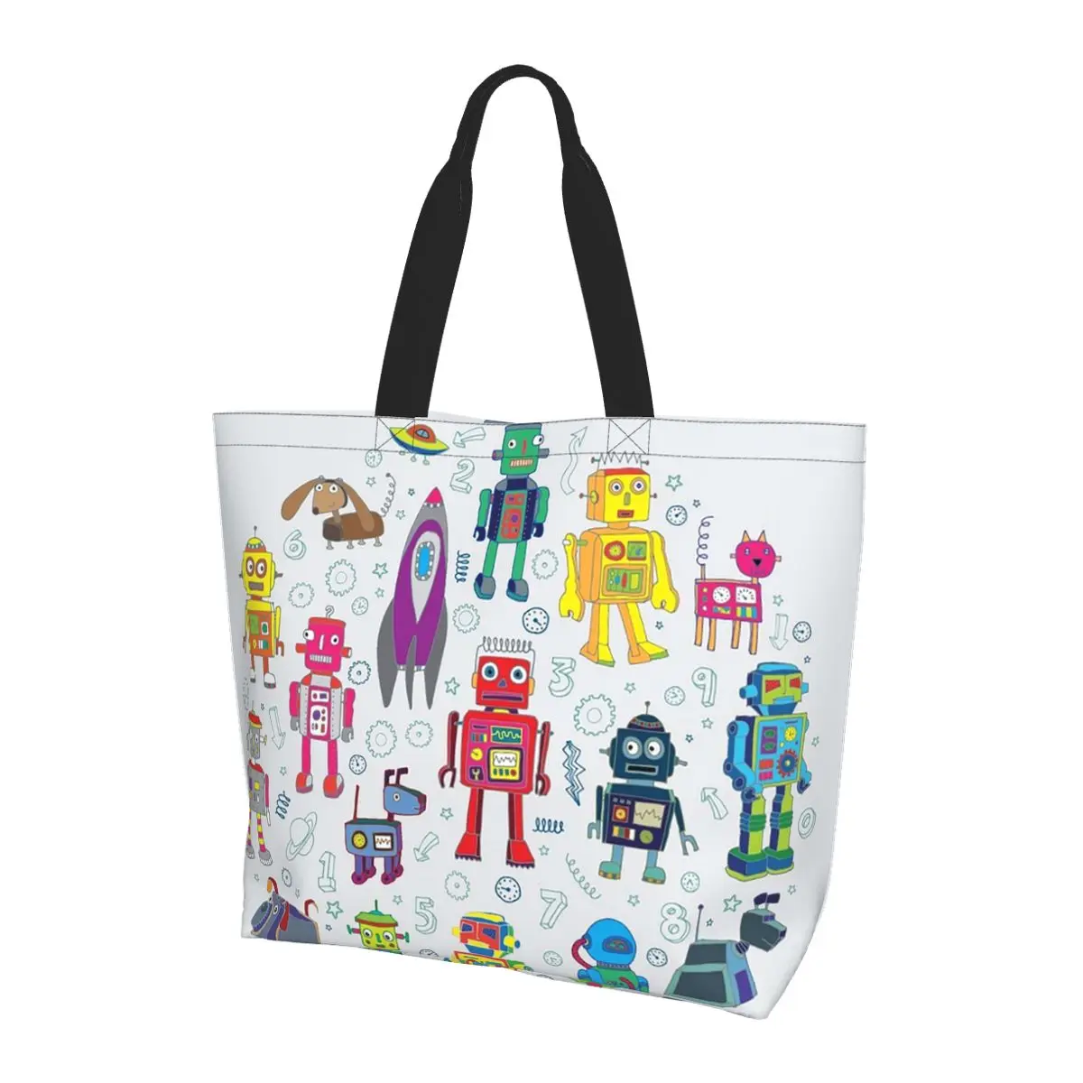 Robots In Space Grey Fun Robot By Cecca Shopping Tote Bag Холщовые сумки на плечо большой вместимости Сумка для покупок для женщин 
Robots In Space Grey Fun Robot By Cecca Shopping Tote Bag Холщовые сумки на плечо большой вместимости Сумка для покупок для женщин