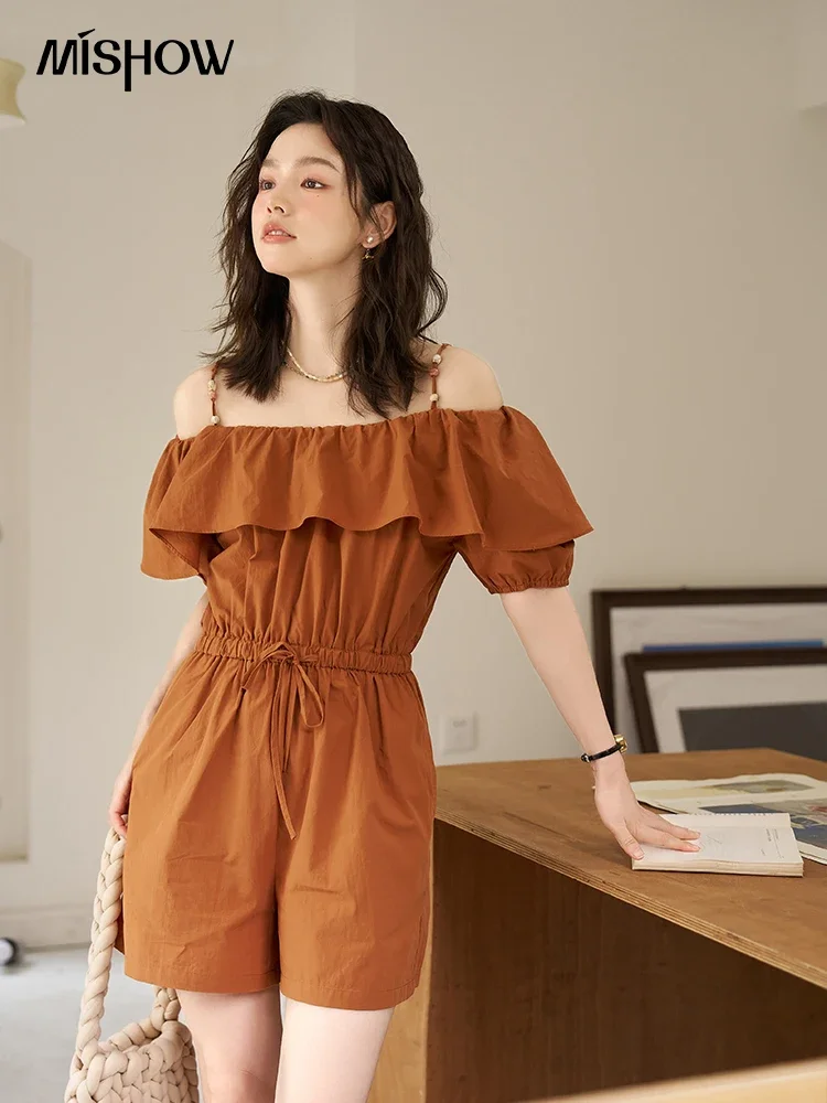 MISHOW 100 Cotton Off Shoulder Suspender Jumpsuit 2023 Summer Rompers&Playsuits Waist Drawstring Wide Leg Short Pants MXC38K0109
MISHOW 100 Cotton Off Shoulder Suspender Jumpsuit 2023 Summer Rompers&Playsuits Waist Drawstring Wide Leg Short Pants MXC38K0109
