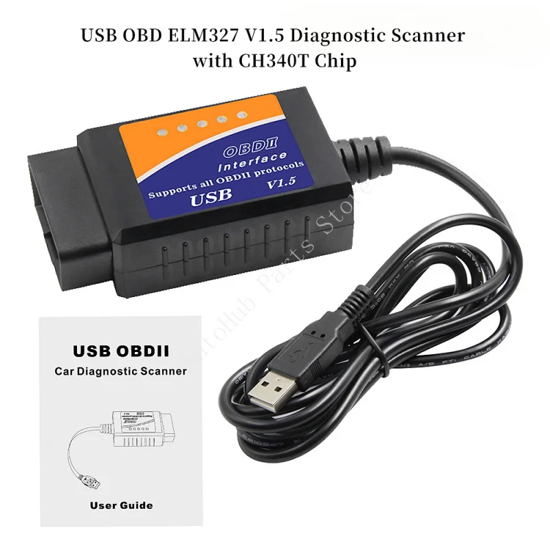 USB OBD ELM327 V1.5 Diagnostic Scanner with CH340T Chip
USB OBD ELM327 V1.5 Diagnostic Scanner with CH340T Chip