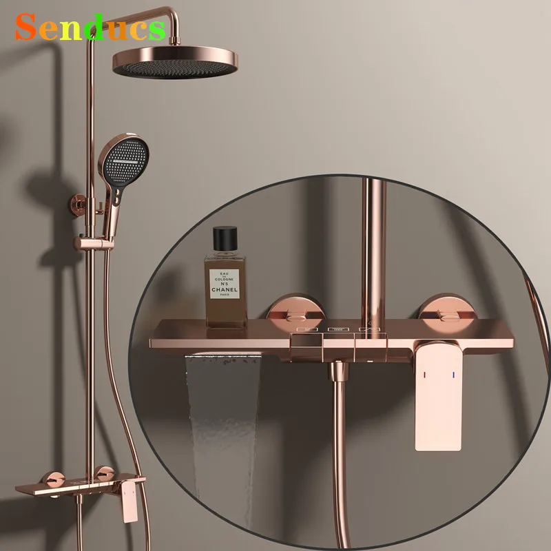 Rose Gold Piano Bathroom Shower Set 12 Inch Round Rain Shower Head Hot Cold Bathroom Faucet Accessories Piano Bath Shower System
Rose Gold Piano Bathroom Shower Set 12 Inch Round Rain Shower Head Hot Cold Bathroom Faucet Accessories Piano Bath Shower System