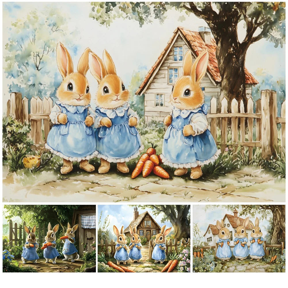 Spring Easter Photography Backdrop Cartoon Rabbits Carrot Manor Flower Kids Birthday Baby Portrait Background Decor Photo Studio
Spring Easter Photography Backdrop Cartoon Rabbits Carrot Manor Flower Kids Birthday Baby Portrait Background Decor Photo Studio