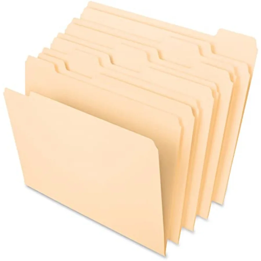 Essentials File Folders, Letter Size, 1/5 Cut, Manila 752 1/5,8.5" x 11", 100 per Box
Essentials File Folders, Letter Size, 1/5 Cut, Manila 752 1/5,8.5" x 11", 100 per Box