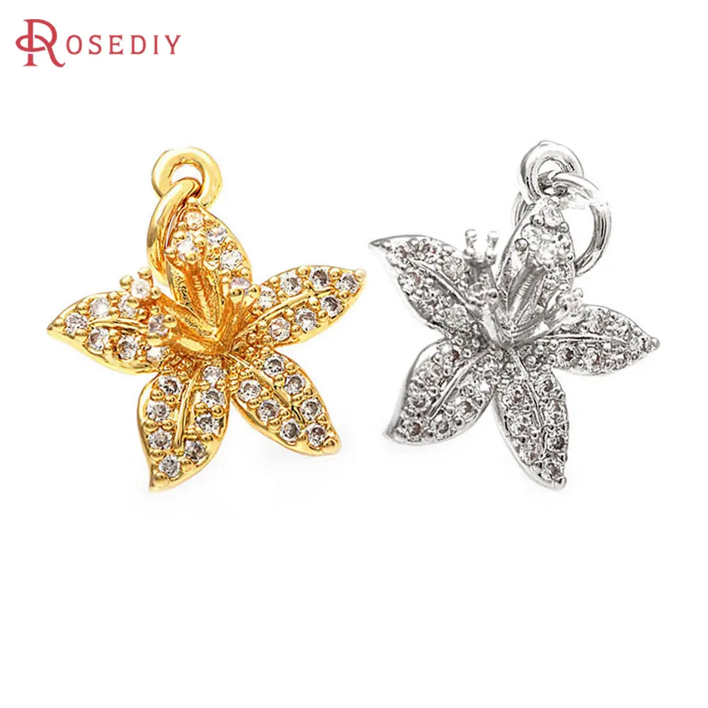 4PCS 18K Gold Color Brass Zircon Flower Charms Pendants Necklace Earrings High Quality Diy Accessories
4PCS 18K Gold Color Brass Zircon Flower Charms Pendants Necklace Earrings High Quality Diy Accessories