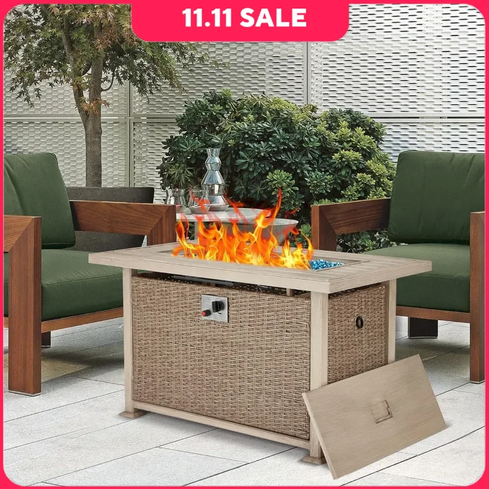 44in Outdoor Gas Fire Pit Table, 50,000 BTU, Auto-Ignition Firepit with Lid, Rectangle Gas Firetable, PE Rattan, Fire Pit
44in Outdoor Gas Fire Pit Table, 50,000 BTU, Auto-Ignition Firepit with Lid, Rectangle Gas Firetable, PE Rattan, Fire Pit