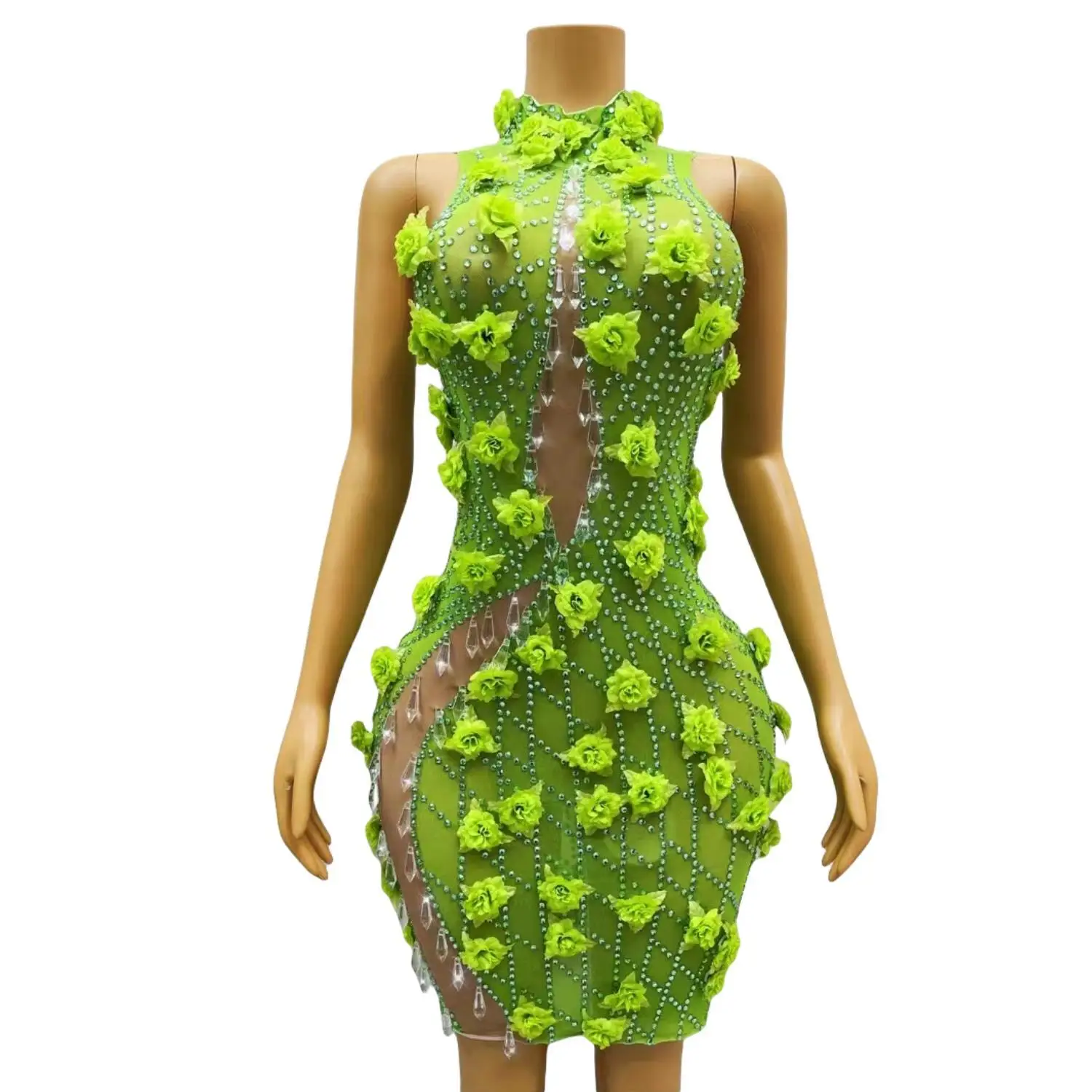 Fashion Rhinestones See Through Mesh Floral Short Dress Women Sexy Evening Party Pendant Dress Prom Short Dress Dance Stage Wear
Fashion Rhinestones See Through Mesh Floral Short Dress Women Sexy Evening Party Pendant Dress Prom Short Dress Dance Stage Wear
