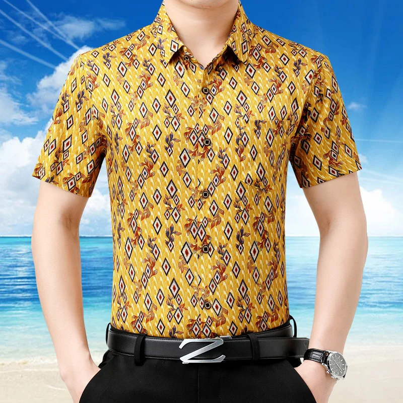 Summer Cool Silk Men's Clothing 2022 Fashion Plaid Ice Silk Shirts Male Short Sleeve Social Dress Shirt
Summer Cool Silk Men's Clothing 2022 Fashion Plaid Ice Silk Shirts Male Short Sleeve Social Dress Shirt