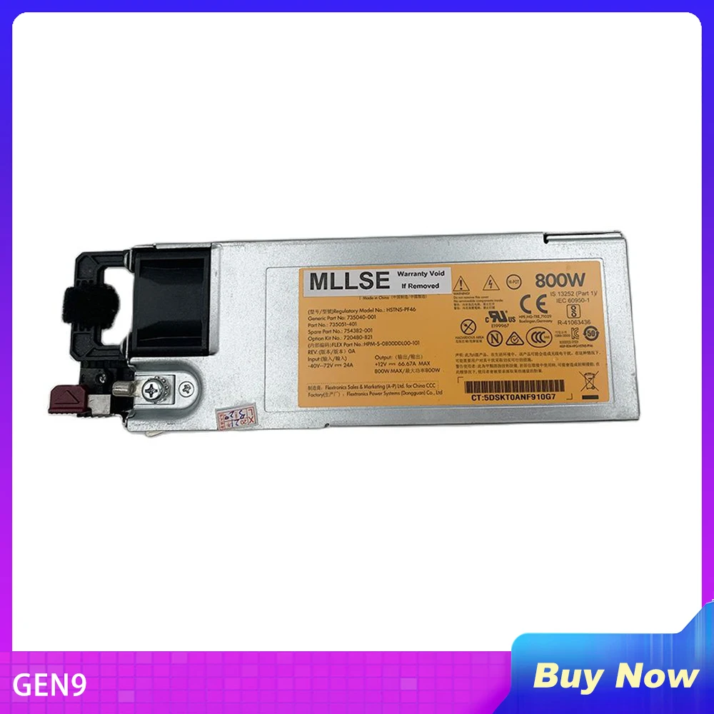 Power Supply For HP GEN9 HSTNS-PF46 735040-001 735051-401 754382-001 720480-B21 800W Fully Tested
Power Supply For HP GEN9 HSTNS-PF46 735040-001 735051-401 754382-001 720480-B21 800W Fully Tested