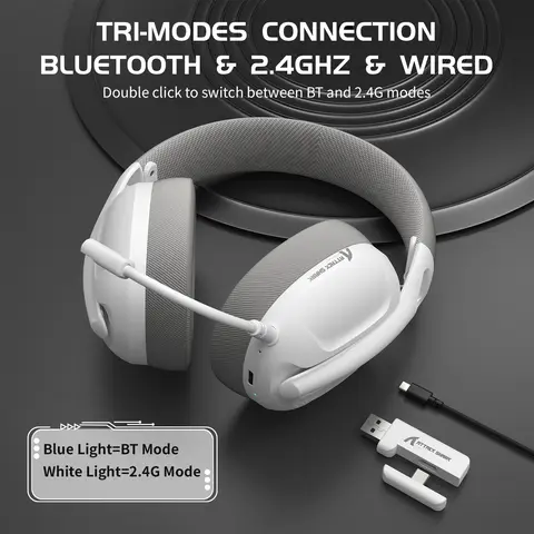 ATTACK SHARK L80 Ultra-Light Tri-Mode Gaming Headset Lightweight Wireless Gaming Headset for PC/PS4/PS5/Switch/Xbox