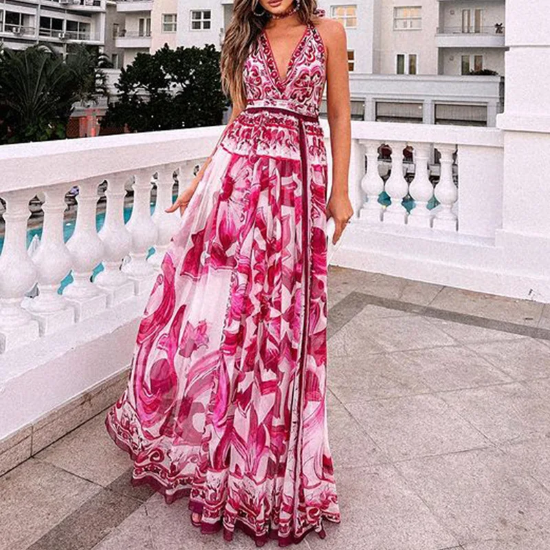 2024 Summer New Women's Fashion Sexy V-neck Backless Printed Halter Neck Midi Dress Vestidos De Mujer
2024 Summer New Women's Fashion Sexy V-neck Backless Printed Halter Neck Midi Dress Vestidos De Mujer