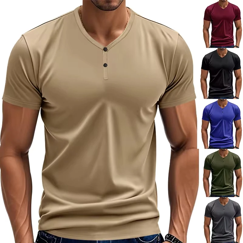 Men's T-shirt Summer Loose Elastic Quick Drying Breathable Sports Vintage Henry Short Sleeves
Men's T-shirt Summer Loose Elastic Quick Drying Breathable Sports Vintage Henry Short Sleeves