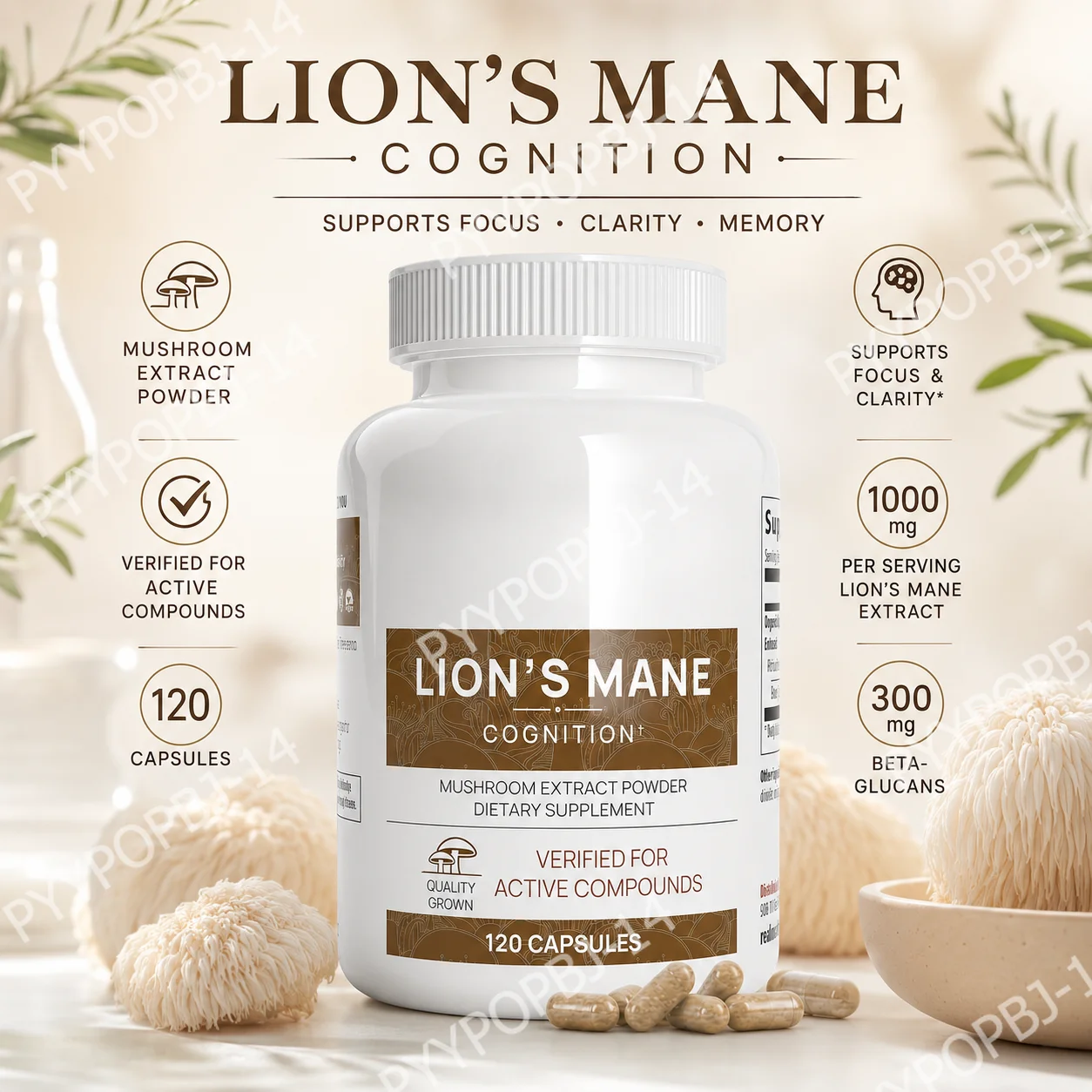 Lion’s Mane Mushroom Extract Capsules 1000mg, 300mg Beta Glucans, 120 Count, Vegan Non-GMO Gluten Free Daily Blend
Lion’s Mane Mushroom Extract Capsules 1000mg, 300mg Beta Glucans, 120 Count, Vegan Non-GMO Gluten Free Daily Blend
