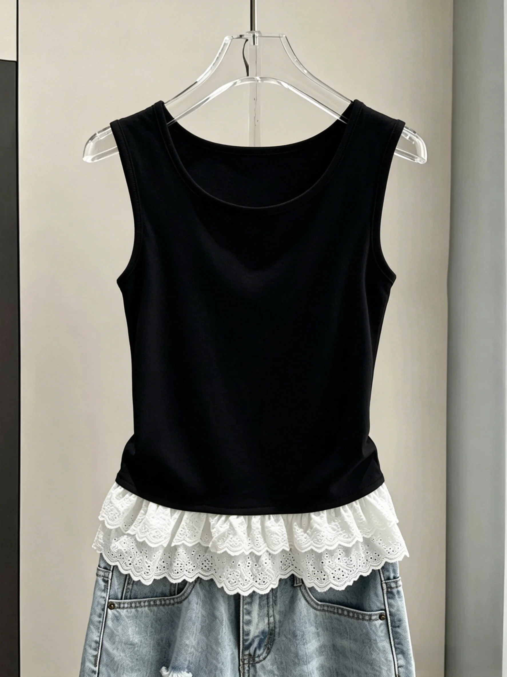 95 Cotton Lace Hem Tank Top Women's Spring Autumn New Large Size Fat MM Inner Wear Sleeveless Layered on Top of Shirt
95 Cotton Lace Hem Tank Top Women's Spring Autumn New Large Size Fat MM Inner Wear Sleeveless Layered on Top of Shirt
