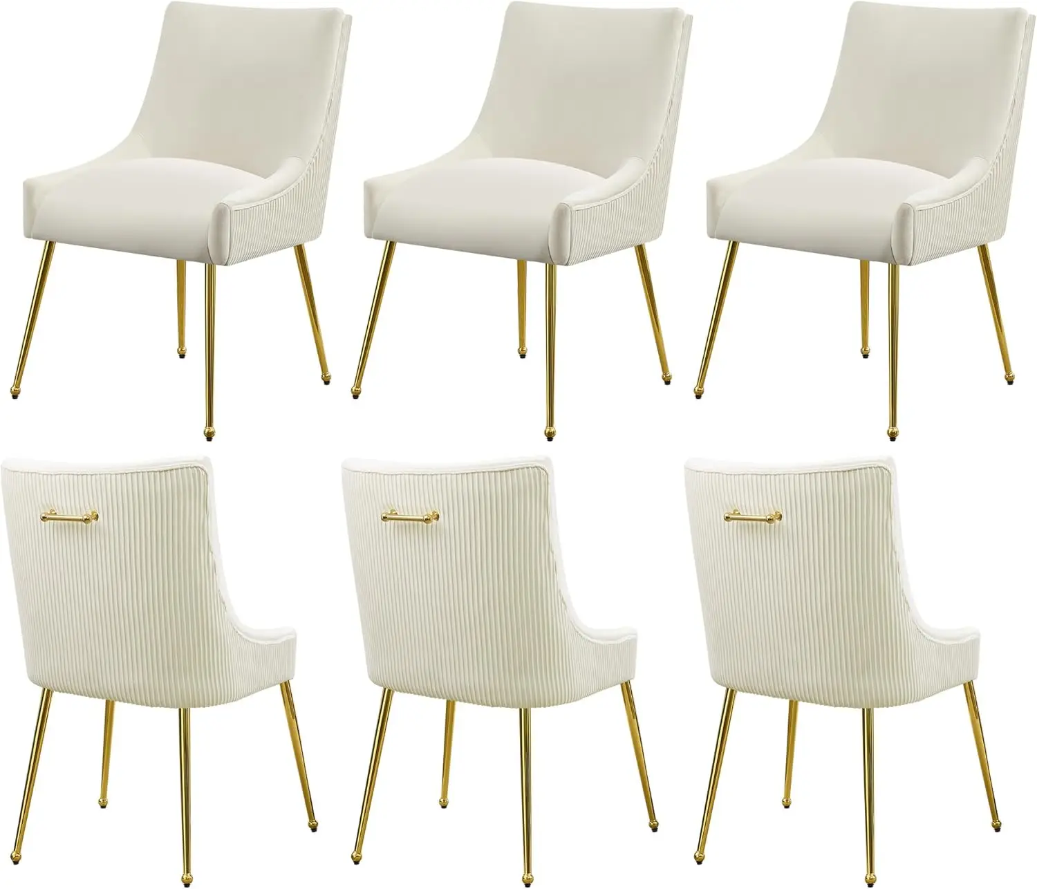 Velvet Dining Chairs Set of 6 Gold Legs,Upholstered Velvet Accent Chairs, Pleated Back Design & Gold Pull Handle, Mid Century M
Velvet Dining Chairs Set of 6 Gold Legs,Upholstered Velvet Accent Chairs, Pleated Back Design & Gold Pull Handle, Mid Century M