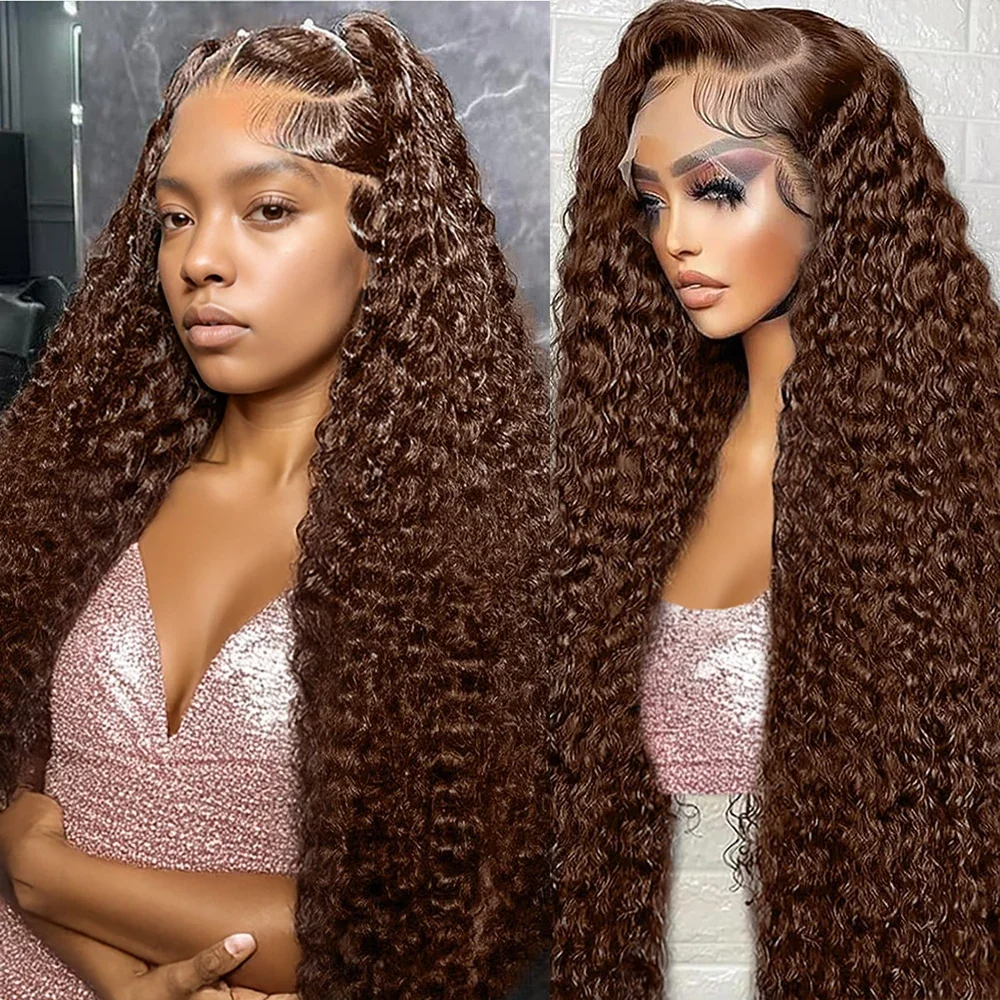 13x4 Chocolate Brown Deep Wave 100% Brazilian Lace Frontal Wig 13x6 Kinky Curly Lace Front Human Hair Water Wave Wigs For Women
13x4 Chocolate Brown Deep Wave 100% Brazilian Lace Frontal Wig 13x6 Kinky Curly Lace Front Human Hair Water Wave Wigs For Women