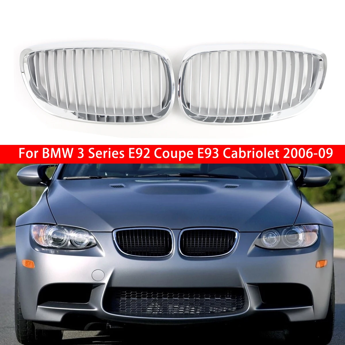 Для BMW E92 E93 предварительно фейслифт 3, серия 2006-2010, однолинейные посеребренные решетки рамы 51137157277 51137157278 
Для BMW E92 E93 предварительно фейслифт 3, серия 2006-2010, однолинейные посеребренные решетки рамы 51137157277 51137157278
