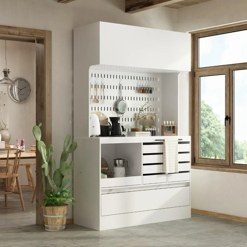Large Kitchen Pantry Storage Cabinet with Pegboard & Hutch, Kitchen Buffet Cabinet Cupboard , Hooks, Microwave Space
Large Kitchen Pantry Storage Cabinet with Pegboard & Hutch, Kitchen Buffet Cabinet Cupboard , Hooks, Microwave Space