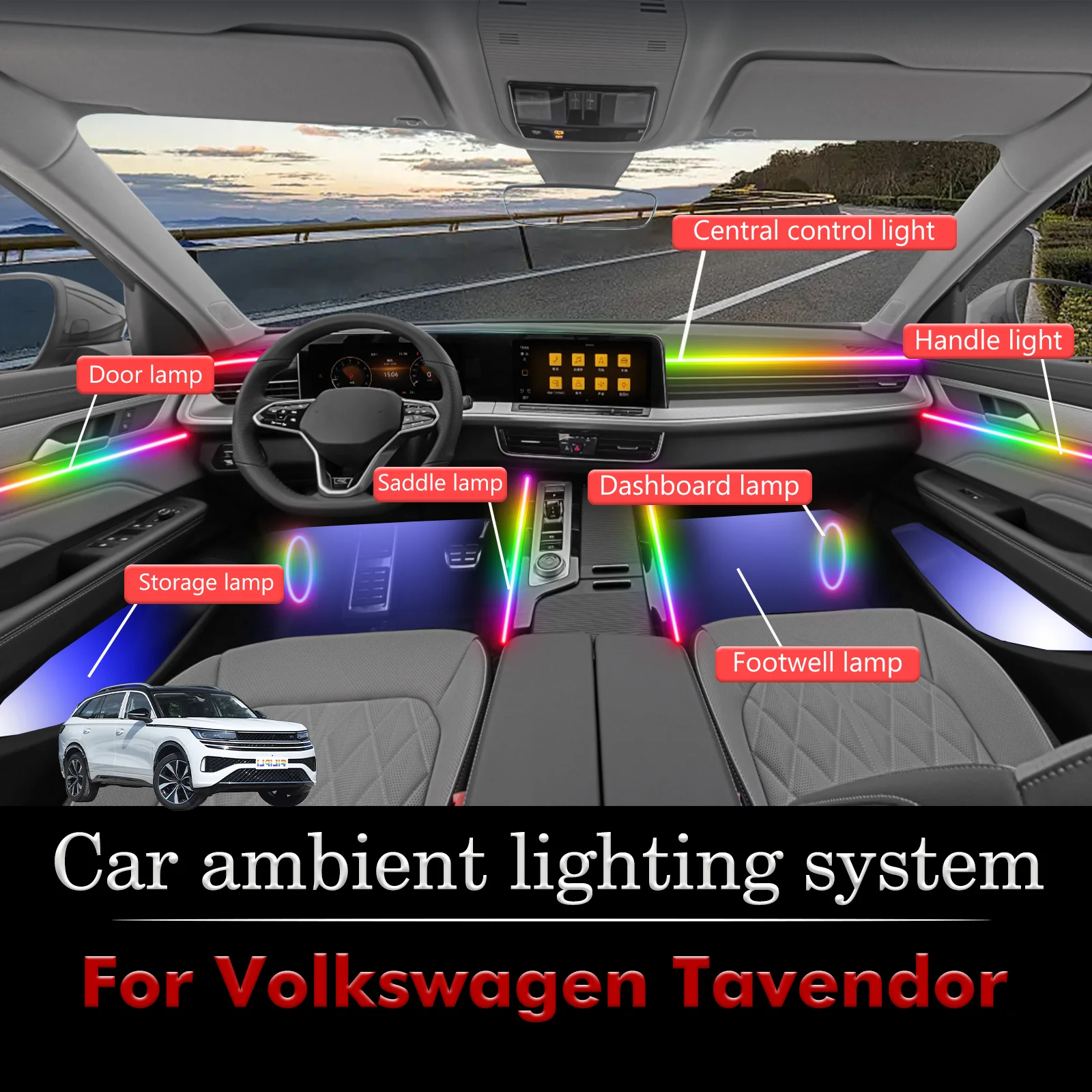 For Volkswagen Tavendor Car Interior Ambient Lamp Kit RGB 64-Color LED Smart Remote Control Energy Saving Efficient Lights
For Volkswagen Tavendor Car Interior Ambient Lamp Kit RGB 64-Color LED Smart Remote Control Energy Saving Efficient Lights