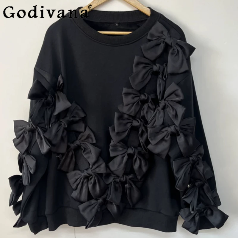 Spring Autumn Heavy Industry Bow Black Crew Neck Fleece Thickened Loose Sweatershirt Handsome Boys Leisure Chic Long Sleeve Tops
Spring Autumn Heavy Industry Bow Black Crew Neck Fleece Thickened Loose Sweatershirt Handsome Boys Leisure Chic Long Sleeve Tops