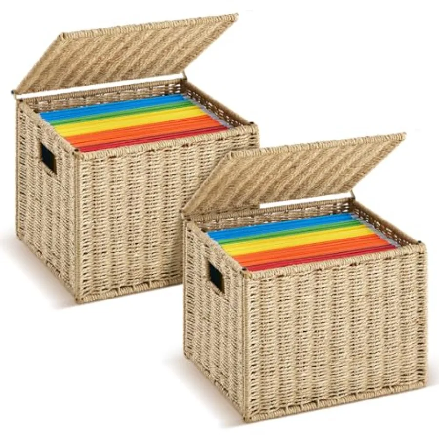 2 Pack Paper Rope File Box Organizers Collapsible Letter Size Filing Cabinet with Lid Woven Hanging File Basket Portable Decora
2 Pack Paper Rope File Box Organizers Collapsible Letter Size Filing Cabinet with Lid Woven Hanging File Basket Portable Decora