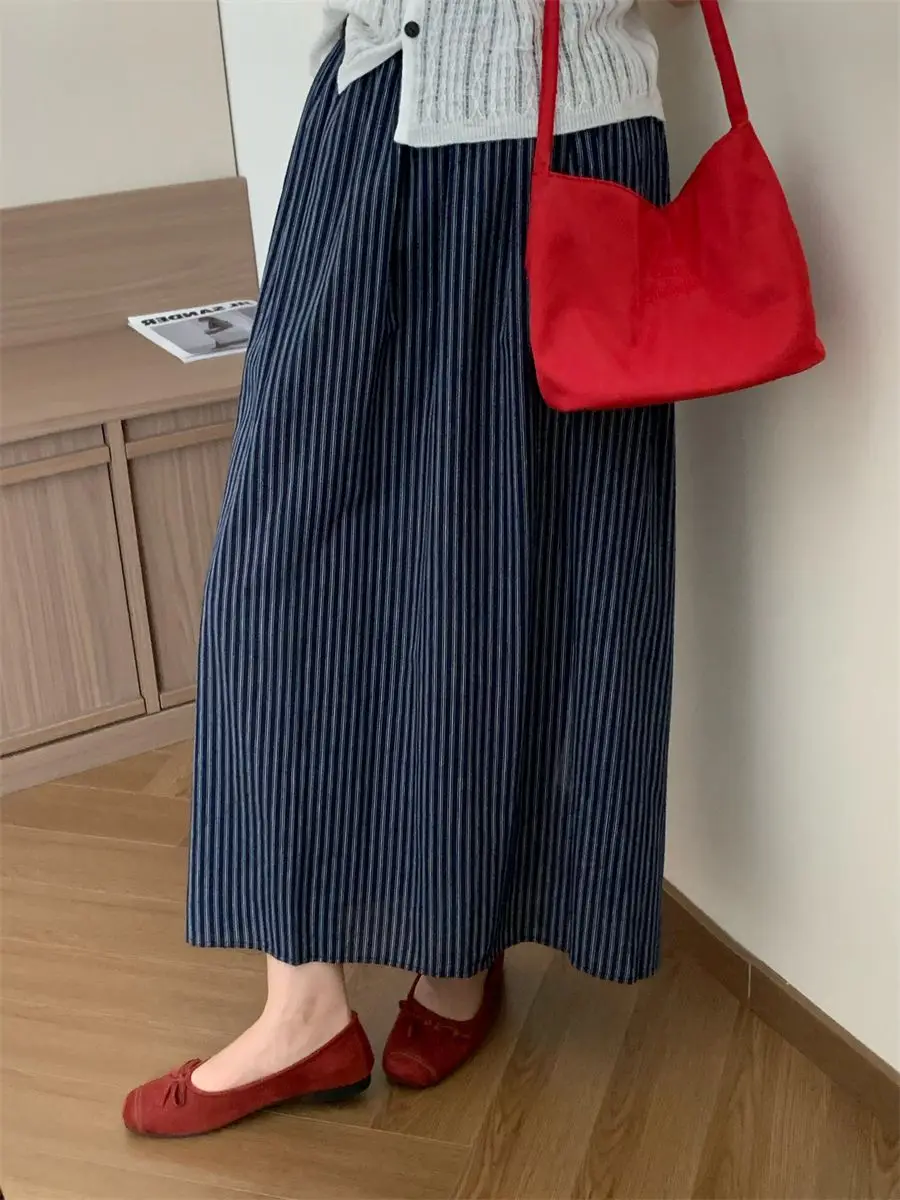 Gagaok Women Skirt 2025 Spring New High Waist Elastic Casual Striped Midi Skirts Outwear Korean Fashion Slimming Clothes
Gagaok Women Skirt 2025 Spring New High Waist Elastic Casual Striped Midi Skirts Outwear Korean Fashion Slimming Clothes