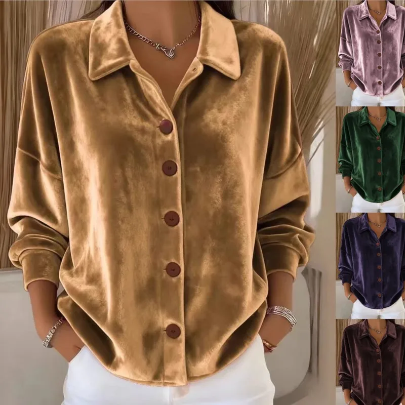 New Women's Clothing Casual Long-sleeve Shirt Collar Cardigan Gold Velvet Multi-color Women Top Shirts Spring Fall Blouses 2026
New Women's Clothing Casual Long-sleeve Shirt Collar Cardigan Gold Velvet Multi-color Women Top Shirts Spring Fall Blouses 2026