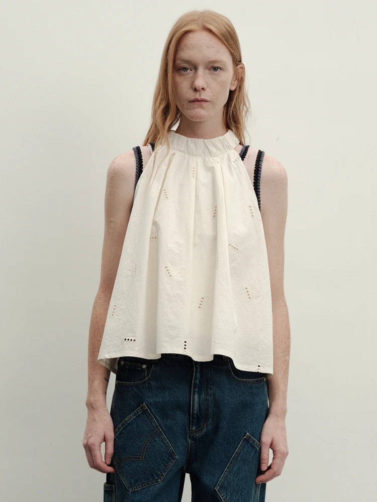 f Made Wuxian Hollow out Embroidery Ne Hanging Vest Beige Original Design Loose Fit Cotton ort Length Summer Top
f Made Wuxian Hollow out Embroidery Ne Hanging Vest Beige Original Design Loose Fit Cotton ort Length Summer Top