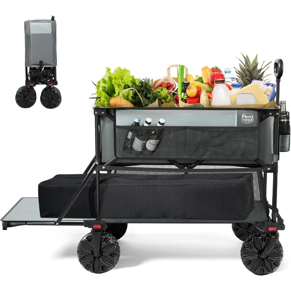 Large Capacity 400L Folding Double Decker Wagon, 54" Extra Long Extender Cart, 450lbs Heavy-Duty Collapsible Wagon
Large Capacity 400L Folding Double Decker Wagon, 54" Extra Long Extender Cart, 450lbs Heavy-Duty Collapsible Wagon
