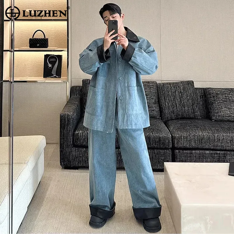 Мужской костюм из джинсовой ткани и искусственной кожи LUZHEN: широкая куртка и брюки-джинсы с нашивками, свободный крой, новинка, JY5973
Мужской костюм из джинсовой ткани и искусственной кожи LUZHEN: широкая куртка и брюки-джинсы с нашивками, свободный крой, новинка, JY5973