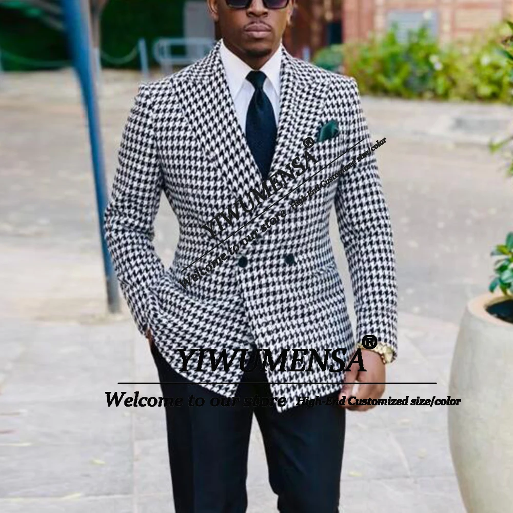 Classic Retro Houndstooth Suit Men Double Breasted Jacket Pants 2 Piece Sets Male Smart Casual Outfits Customized Costumes Homme
Classic Retro Houndstooth Suit Men Double Breasted Jacket Pants 2 Piece Sets Male Smart Casual Outfits Customized Costumes Homme