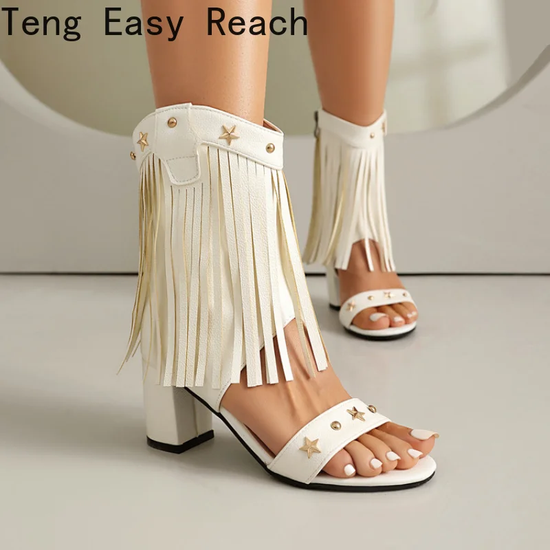 2026 Summer Rivet Women's Retro Tassel Open Toed Sandals Thick Soled High Heels Size 34-43
2026 Summer Rivet Women's Retro Tassel Open Toed Sandals Thick Soled High Heels Size 34-43
