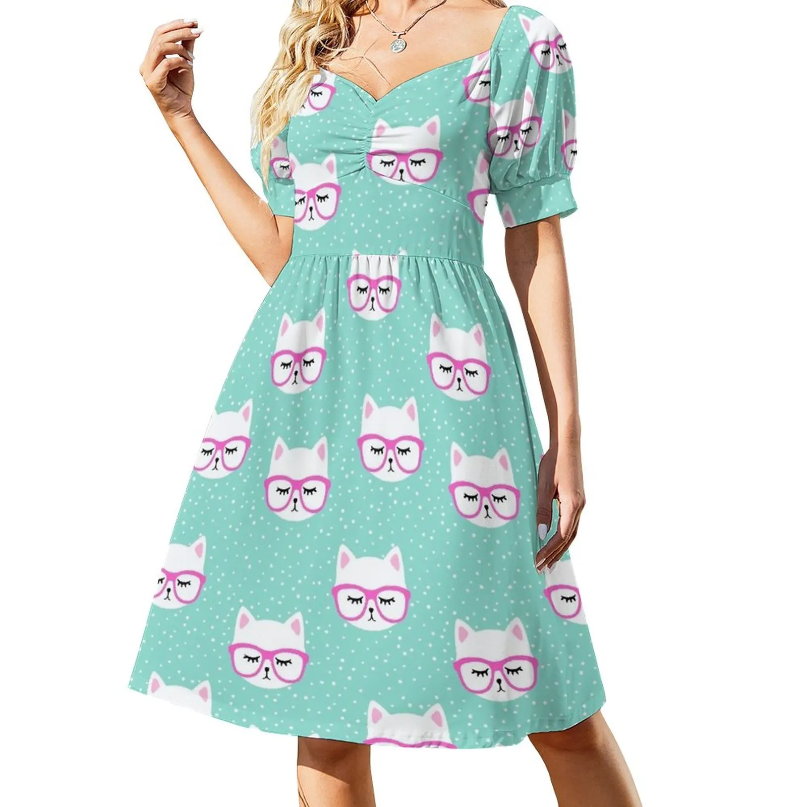 Cute Cat with Glasses Sleeveless Dress summer dress korean women women's summer dress 2023
Cute Cat with Glasses Sleeveless Dress summer dress korean women women's summer dress 2023