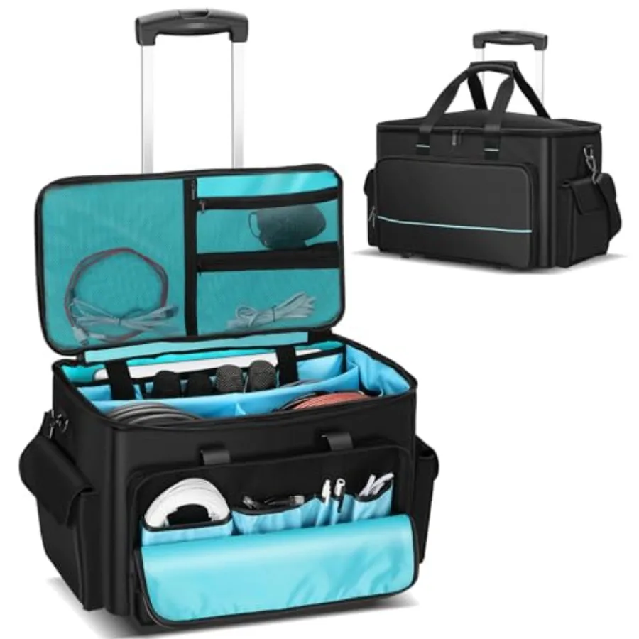 DJ Cable Bag for live performances, durable nylon black rolling gig bag with detachable trolley and internal dividers, large ca
DJ Cable Bag for live performances, durable nylon black rolling gig bag with detachable trolley and internal dividers, large ca