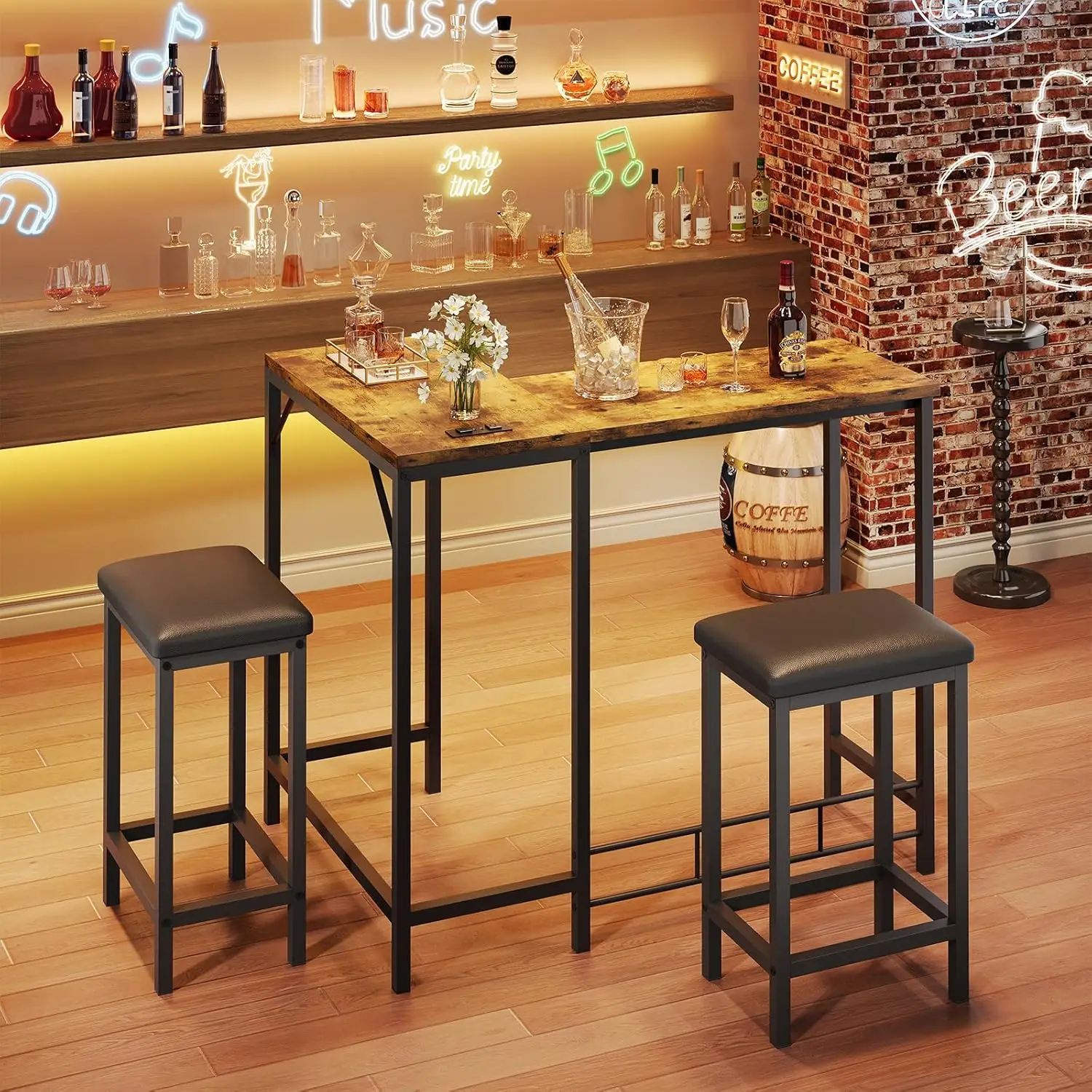 Bar Table and Chairs Set 63 L Shaped Bar Table With 2 Stools Counter Height Table With Power Outlets Left Right Straight
Bar Table and Chairs Set 63 L Shaped Bar Table With 2 Stools Counter Height Table With Power Outlets Left Right Straight