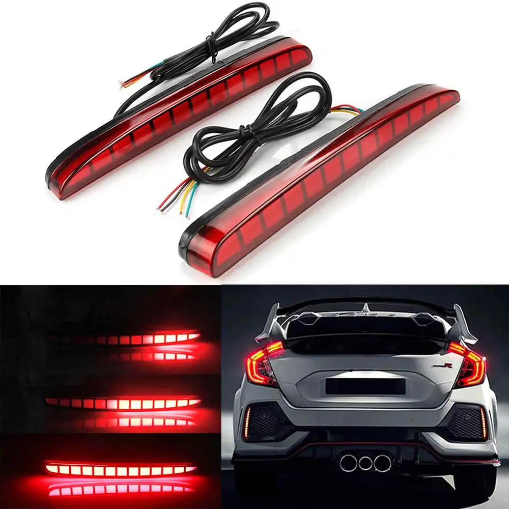 Red Lens LED Rear Bumper Reflector Light Fog Lamp running & Brake & Dynamic turn signal Tail Lamps For Honda Civic 2017-2021
Red Lens LED Rear Bumper Reflector Light Fog Lamp running & Brake & Dynamic turn signal Tail Lamps For Honda Civic 2017-2021