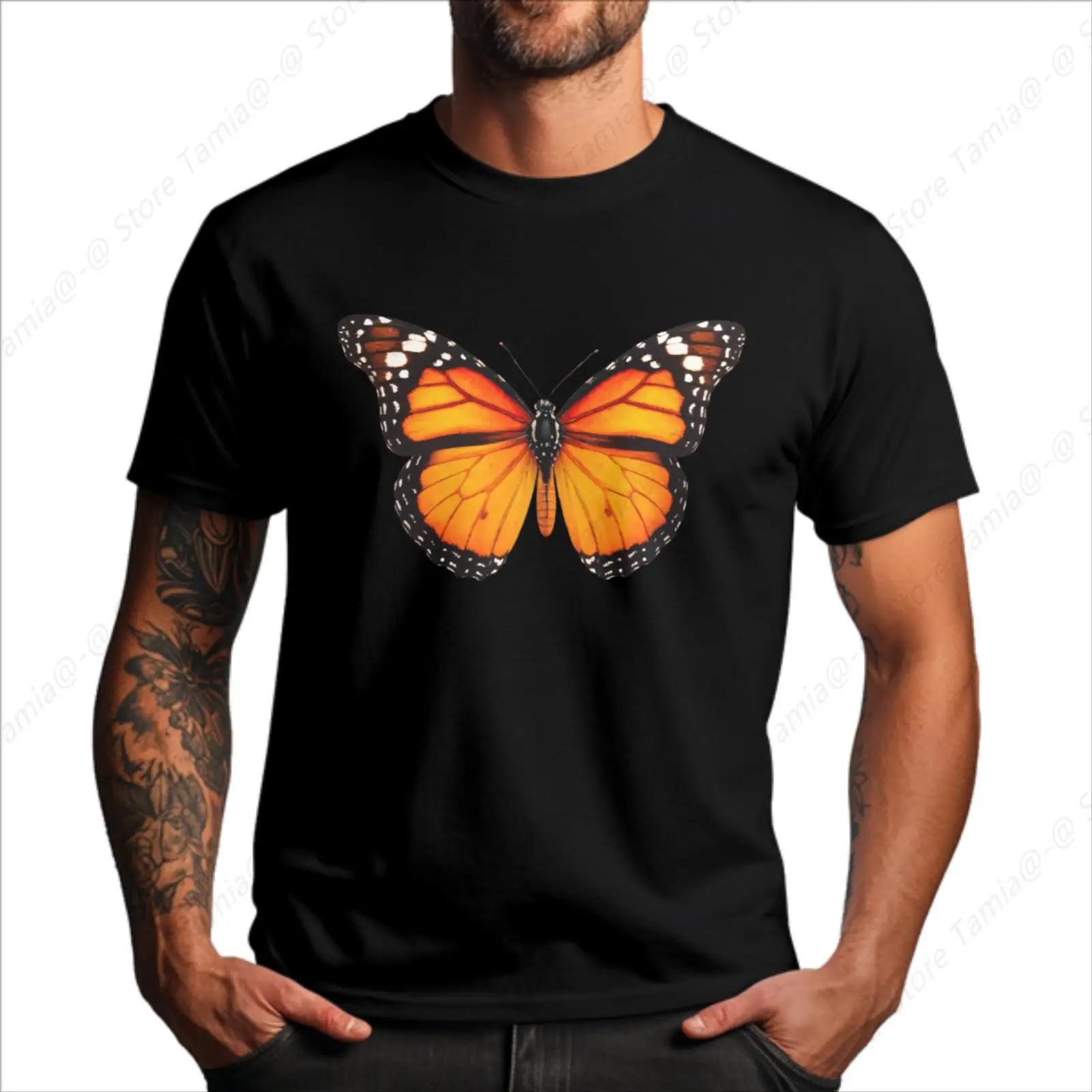 Vivid Monarch Butterfly Print Men'S Crew Neck Short Sleeve T Shirt With Chest Heat Transfer Printing Soft Cozy
Vivid Monarch Butterfly Print Men'S Crew Neck Short Sleeve T Shirt With Chest Heat Transfer Printing Soft Cozy